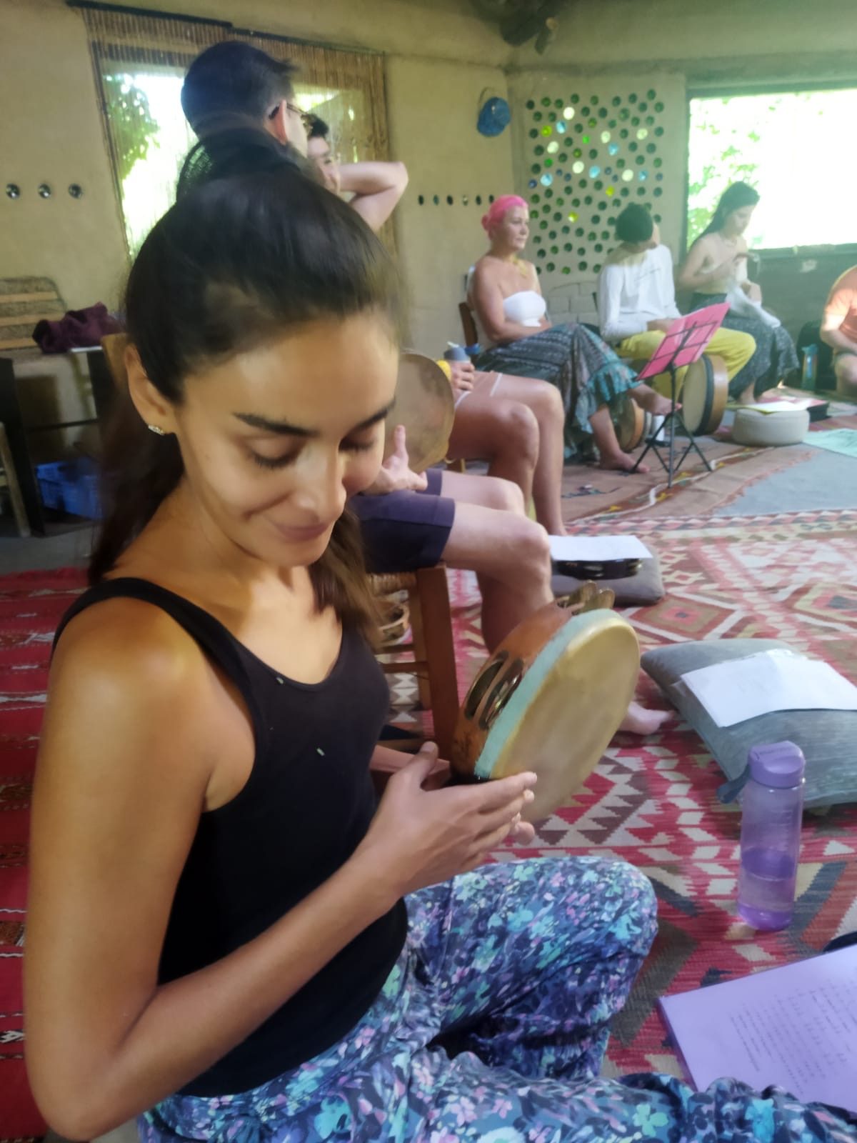 Student focused in a drum lesson